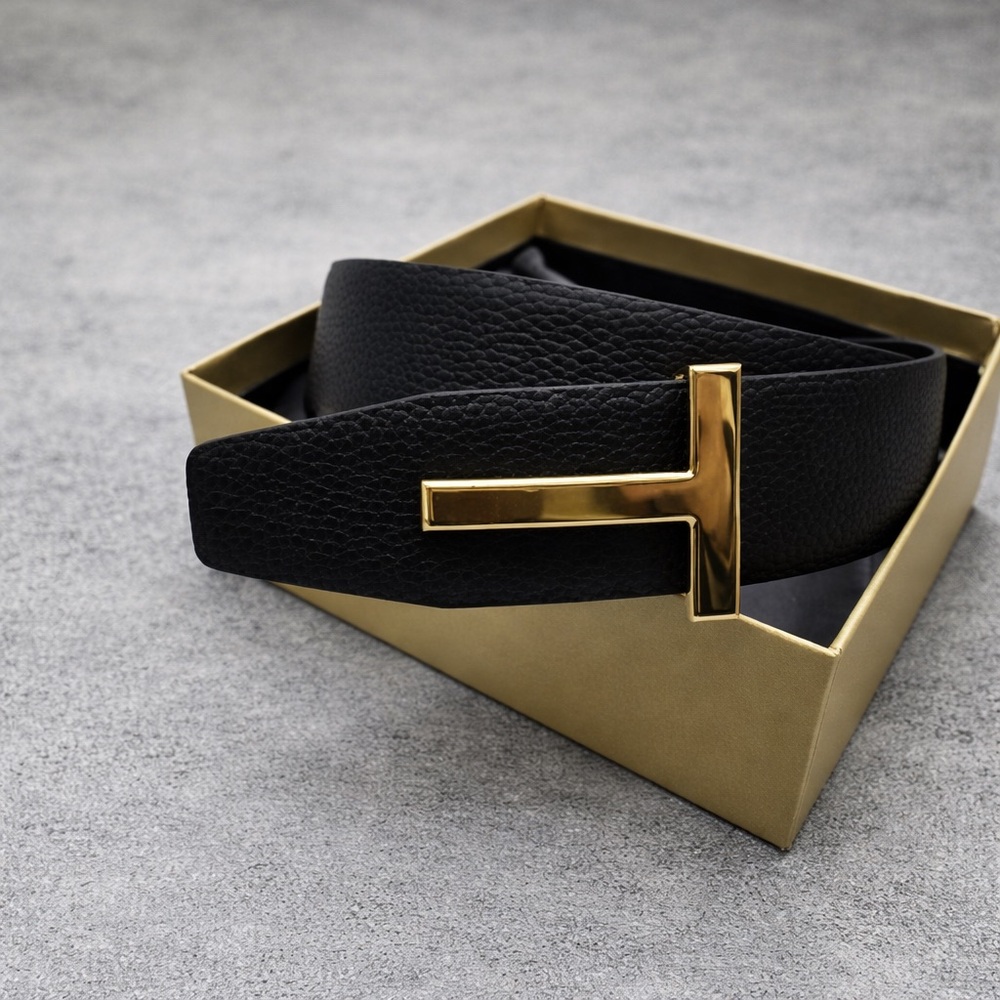 Tom Ford Belt Black Gold Buckle